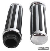 POIGNEES - V-TWIN TEDD CYCLE / WYATT GATLING - Rail Style Throttle By Wire Grip Set - CHROME
