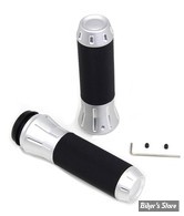 POIGNEES - V-TWIN TEDD CYCLE / WYATT GATLING - Shot Peened Throttle By Wire Grip Set - CHROME