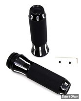 POIGNEES - V-TWIN TEDD CYCLE / WYATT GATLING - Shot Peened Throttle By Wire Grip Set - NOIR / CONTRAST