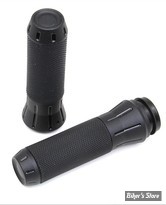 POIGNEES - V-TWIN TEDD CYCLE / WYATT GATLING - Shot Peened Throttle By Wire Grip Set - NOIR