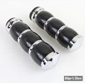 POIGNEES - V-TWIN TEDD CYCLE - Banded Style Throttle By Wire Grip Set - NOIR/ CHROME