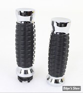 POIGNEES - V-TWIN TEDD CYCLE / WYATT GATLING - Alligator Style Throttle By Wire Grip Set - CHROME