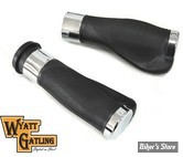 POIGNEES - V-TWIN TEDD CYCLE / WYATT GATLING - Wyatt Gatling Donkey Style Handlebar Grip Se t- NOIR/ CHROME  - 74391A5
