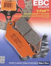 - PLAQUETTES DE FREIN - ARRIERE - OEM 2203697 / 2203679 /  VICTORY 2008/2017 / INDIAN 2014UP - EBC - V-SERIES - SEMI-SINTERED - FA196V