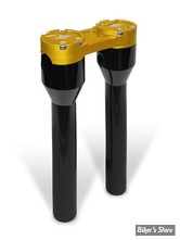 RISERS - HEINZ BIKES - CLUBSTYLE - POUR GUIDON DE 1 1/4" - DROIT - HAUTEUR : 30.50 cm / 12" - CORPS : NOIR / PONTET : GOLD - HB-RS-12-BG