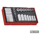 BOITE A DOUILLES - TENG TOOLS - CARRE DE 1/4" ET 3/8" - 32 pieces