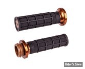 - POIGNEES - ODI -V-TWIN LOCK-ON™ HART-LUCK SIGNATURE FULL-WAFFLE GRIP SET - TIRAGE ELECTRONIQUE - CAOUTCHOUC : NOIR / COLLIER : BRONZE - V31HTW-BZ-Z