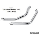 ECHAPPEMENT - PAUGHCO - FXR 84/94 - STAGGERED DUALS - DRAG PIPES SLASH CUT - 34" - PAUGHCO - CHROME - 731