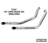 ECHAPPEMENT - PAUGHCO - FXR 84/94 - STAGGERED DUALS - DRAG PIPES GOOSE CUT - 34" - PAUGHCO - CHROME - 731A