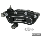 ETRIER HARRISON BILLET - AVANT - 6 PISTONS - SLIMLINE - SOFTAIL / DYNA / FXR / SPORTSTER / TOURING 84/99 - COTE GAUCHE - NOIR