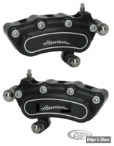 ETRIER HARRISON BILLET - AVANT - 6 PISTONS - SLIMLINE - SOFTAIL / DYNA / FXR / SPORTSTER / TOURING 84/99 - LA PAIRE - NOIR