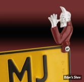 EMBLÊME D'ENTOURAGE DE PLAQUE D'IMMATRICULATION - DEVIL WITH RED SHIRT LICENSE PLATE TOPPER