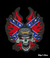 ECUSSON/PATCH - LETHAL THREAT - LT REBEL FLAME SKULL PATCH - TAILLE : 5.80 " X 6 " ( 14.73 CM X 15.24 CM )