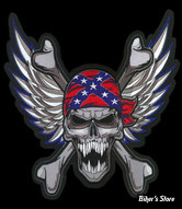 ECUSSON/PATCH - LETHAL THREAT - LT WINGED REBEL SKULL PATCH - TAILLE : 11.25" X 10.50" ( 28.57 CM X 26.67 CM )