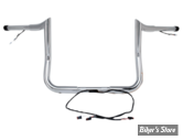 GUIDON PRE-CABLE - PAUL YAFFE Pre-Wired Monkey Bar Handlebar 32mm - FLHT/K / FLHX/S/SE/ST / FLHTCUTG/SE 14/21 - HAUTEUR : 20.50 CM - CHROME