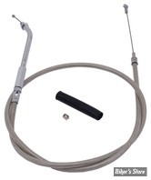 CABLE DE RETOUR POUR BIGTWIN & SPORTSTER AVEC MIKUNI HSR 42/45 - LONGUEUR : 94CM - 1986/1995 - ZODIAC - TRESSÉ GAINÉ