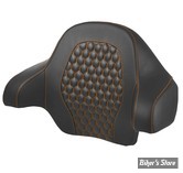 DOSSIER DE TOUR PACK - KING - TOURING 14UP - SADDLEMEN - ROADSOFA HC HONEYCOMB TOUR PACK BACKREST PAD - NOIR  / COUTURES : ORANGE - 814-07-15103