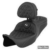 - SELLE SADDLEMEN - ROADSOFA™ LS SEAT - TOURING 08UP - NOIR / COUTURES : BLANCHES - AVEC DOSSIER - 808-07B-182B6
