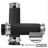 POIGNEES AVON - AVON CUSTOM CONTOUR GRIPS - TIRAGE ELECTRONIQUE - NOIR / EMBOUT : CHROME / THROTTLE BOSS - CC-85-CH-BO-FLY