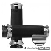 POIGNEES AVON - AVON CUSTOM CONTOUR GRIPS - NOIR / EMBOUT : CHROME / AVEC THROTTLE BOSS - CC-85-CH-BOSS