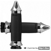 POIGNEES AVON -  CUSTOM SPIKE GRIPS - NOIR / EMBOUT : CHROME - CC-85-CH-SPIKE