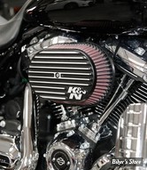 FILTRE A AIR - K&N - MILWAUKEE EIGHT TOURING 17UP / SOFTAIL 18UP - STREET METAL OVALE POUR MILWAUKEE EIGHT - noir avec ailettes alu surlignées - RK-3956