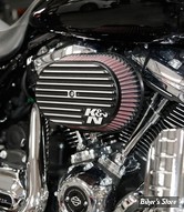 - FILTRE A AIR - K&N - MILWAUKEE EIGHT TOURING 17UP / SOFTAIL 18UP - STREET METAL OVALE POUR MILWAUKEE EIGHT - noir avec ailettes alu surlignées - RK-3956