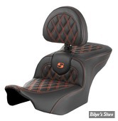 - SELLE SADDLEMEN - ROADSOFA LS - TOURING 2023UP - NOIR / COUTURES : ORANGE - AVEC DOSSIER - 823-07-182B3