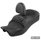 SELLE DUO SADDLEMEN - ROADSOFA TUCK N ROLL - SR - TOURING 08/25 - AVEC DOSSIER PILOTE - NOIR/COUTURES NOIR - 808-07B-202SB0