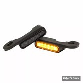 1 - CLIGNOS HEINZ BIKES - STRIPES BELOW BAR TURN SIGNAL - TOURING 02/22 EMB. HYDRAULIQUE - 1 FONCTION - CORPS NOIR / CABOCHON FUME - HBTS-FLH-HC