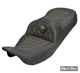 SELLE DUO SADDLEMEN - ROADSOFA LATICE STICH - CARBON FIBER - TOURING 08/25 - NOIR/COUTURES OR - 808-07B-20607