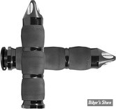 POIGNEES - AVON - AIR CUSHIONED GRIPS - INDIAN 18UP - 1" - NOIR / EMBOUT : SPIKE NOIR - IN-TO-AIR-90A-S