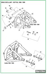  ECLATE O - PIÈCE N° 00 - ECLATE DES PIECES DE BRAS OSCILLANT - SOFTAIL 1984 / 1999