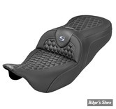 SELLE DUO SADDLEMEN - ROADSOFA Honeycomb Stitch - TOURING 08/25 - NOIR/COUTURES SILVER - 808-07B-18905