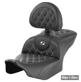 - SELLE SADDLEMEN - ROADSOFA LS - TOURING 2023UP - NOIR / COUTURES : BLANCHES - AVEC DOSSIER - 823-07-182B6