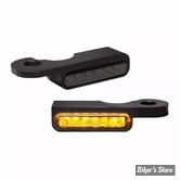 1 - CLIGNOS HEINZ BIKES - STRIPES BELOW BAR TURN SIGNAL - SOFTAIL 00/14 - 1 FONCTION - CORPS NOIR / CABOCHON FUME - HBTS-FL-14