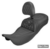 SELLE DUO SADDLEMEN - ROADSOFA LATICE STICH - Extended Reach - CARBON FIBER - AVEC DOSSIER PILOTE - TOURING 08/25 - NOIR/COUTURES GRISES - 808-07B-207B2