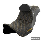 - SELLE SADDLEMEN - PRO SERIES SDC PERFORMANCE GRIPPER SEAT - TOURING 08UP - NOIR / COUTURES : OR - AVEC DOSSERET - SC80807GOLRT