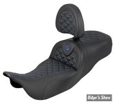 - SELLE SADDLEMEN - ROADSOFA SEAT - Tri Gripper Extended Reach - TOURING 08UP - NOIR / COUTURES : BLEUES - AVEC DOSSIER - 808-07B-211B1