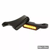 1 - CLIGNOS HEINZ BIKES - STRIPES BELOW BAR TURN SIGNAL - SOFTAIL 15/17 - 1 FONCTION - CORPS NOIR / CABOCHON FUME - HBTS-FL15