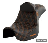 - SELLE SADDLEMAN - DYNA 06/17 - SEAT PRO SERIE SDC GRIPPER - AVEC DOSSIER PILOTE - DOUBLE DIAMOND - NOIR / COUTURES ORANGE - SC80604ORART