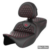 - SELLE SADDLEMEN - ROADSOFA™ HC Honeycomb SEAT - TOURING 08UP - NOIR / COUTURES : ROUGE - AVEC DOSSIER - 808-07B-189B4