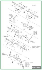  ECLATE J - PIECE N° 00 - ECLATE DES PIECES DE SUPPORTS ET REPOSES PIEDS - DYNA 1991/2017