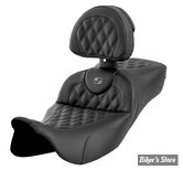 - SELLE SADDLEMEN - ROADSOFA™ LS SEAT - EXTENDED REACH - TOURING 08UP - NOIR / COUTURES : GRISES - AVEC DOSSIER - 808-07B-184B2