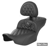 - SELLE SADDLEMEN - ROADSOFA CF STYLE LS - Carbon Fiber -  EXTENDED REACH SEAT - TOURING 2023UP - NOIR CARBON FIBER / COUTURES GRISES - AVEC DOSSIER - 823-07-207B2