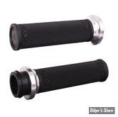 - POIGNEES -  ODI - RUFFIAN V-TWIN LOCK-ON™ GRIP SET - TIRAGE ELECTRONIQUE - CAOUTCHOUC : NOIR / COLLIER : ARGENT - V30HTWB-S