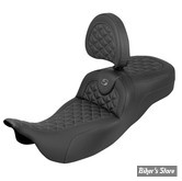 - SELLE SADDLEMEN - ROADSOFA SEAT - Tri Gripper Extended Reach - TOURING 08UP - NOIR / COUTURES : GRISES - AVEC DOSSIER - 808-07B-211B2