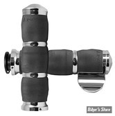 POIGNEES - AVON - AIR CUSHIONED GRIPS AVEC THROTTLE BOSS - INDIAN 18UP - 1" - NOIR / CHROME - IN-TO-AIR-90C-B