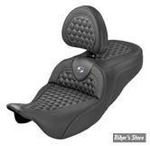 SELLE DUO SADDLEMEN - ROADSOFA Honeycomb Stitch - SR - TOURING 08/25 - AVEC DOSSIER PILOTE - NOIR/COUTURES ARGENT - 808-07B-189B5