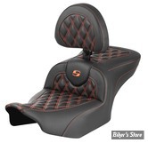 - SELLE SADDLEMEN - ROADSOFA CF STYLE LS Lattice Stitch - TOURING 2023UP - NOIR CARBON FIBER / COUTURES : ORANGE - AVEC DOSSIER - 823-07-206B3